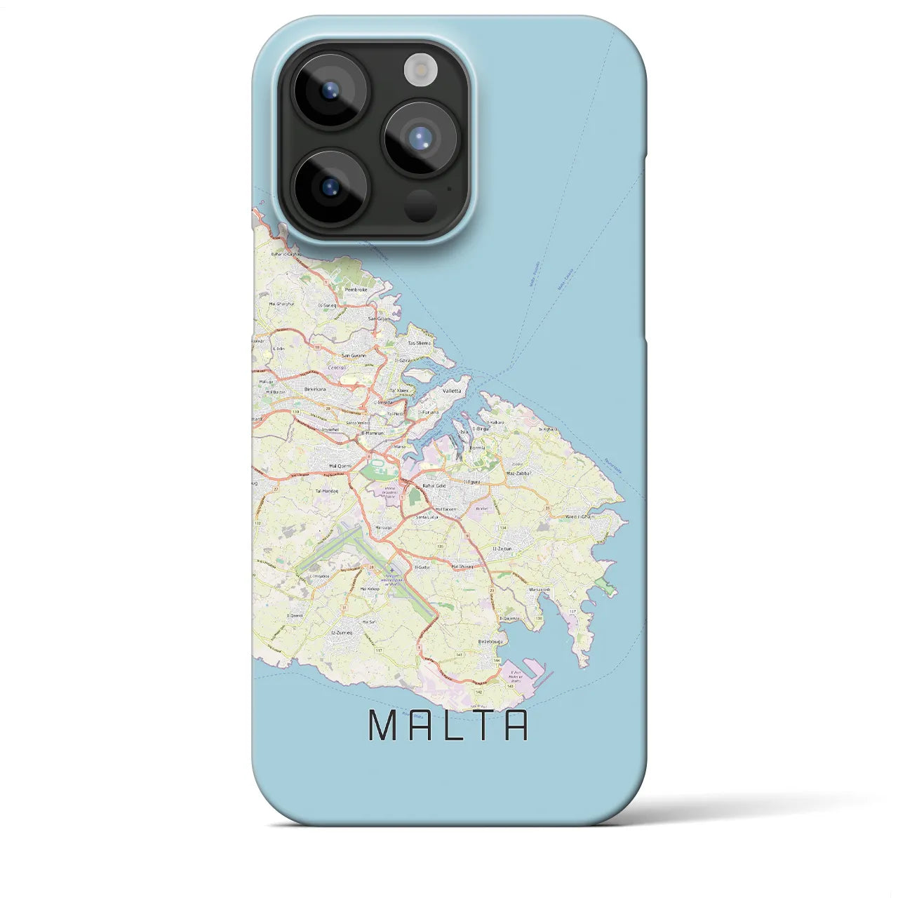 【マルタ】地図柄iPhoneケース（バックカバータイプ・ナチュラル）iPhone 15 Pro Max 用