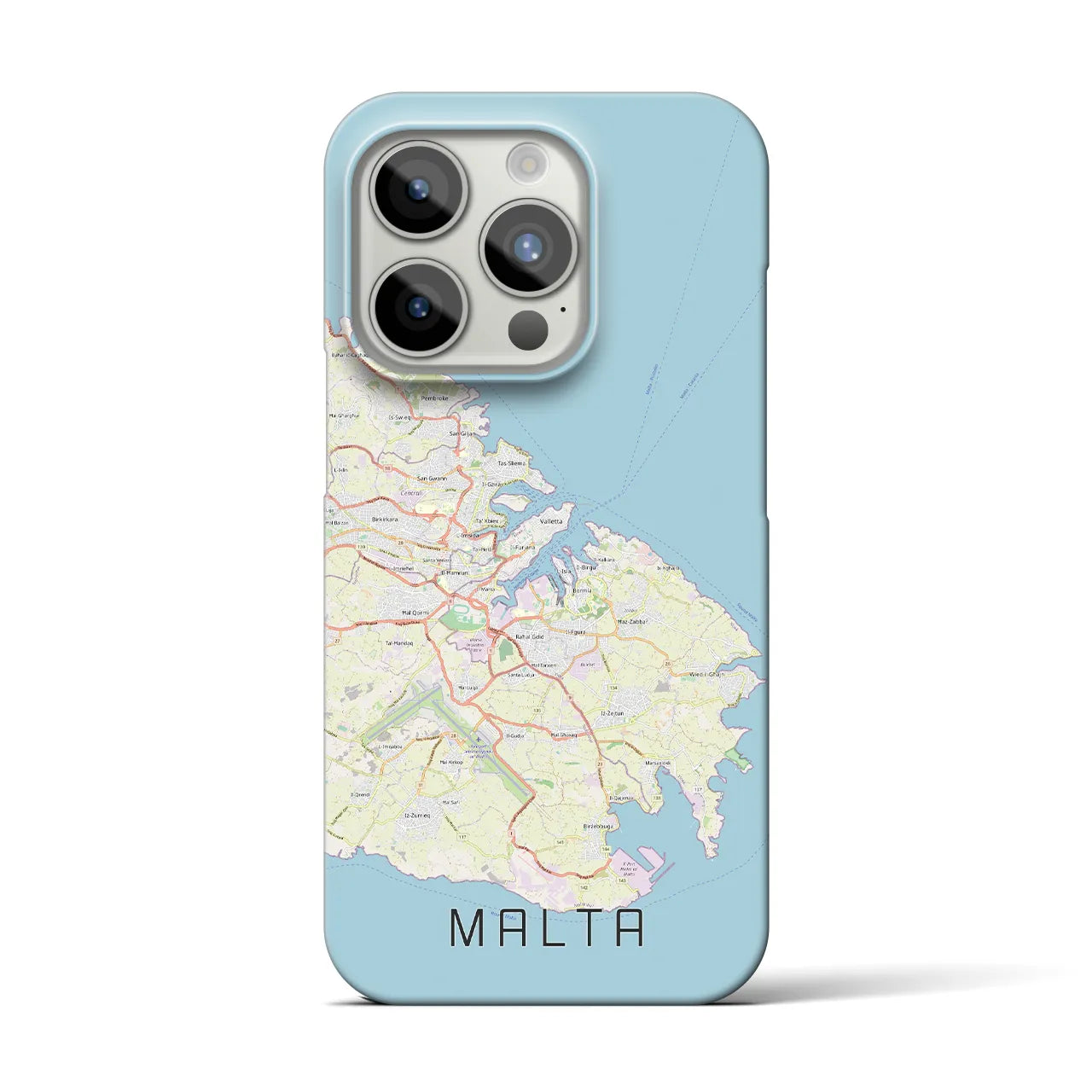 【マルタ】地図柄iPhoneケース（バックカバータイプ・ナチュラル）iPhone 15 Pro 用