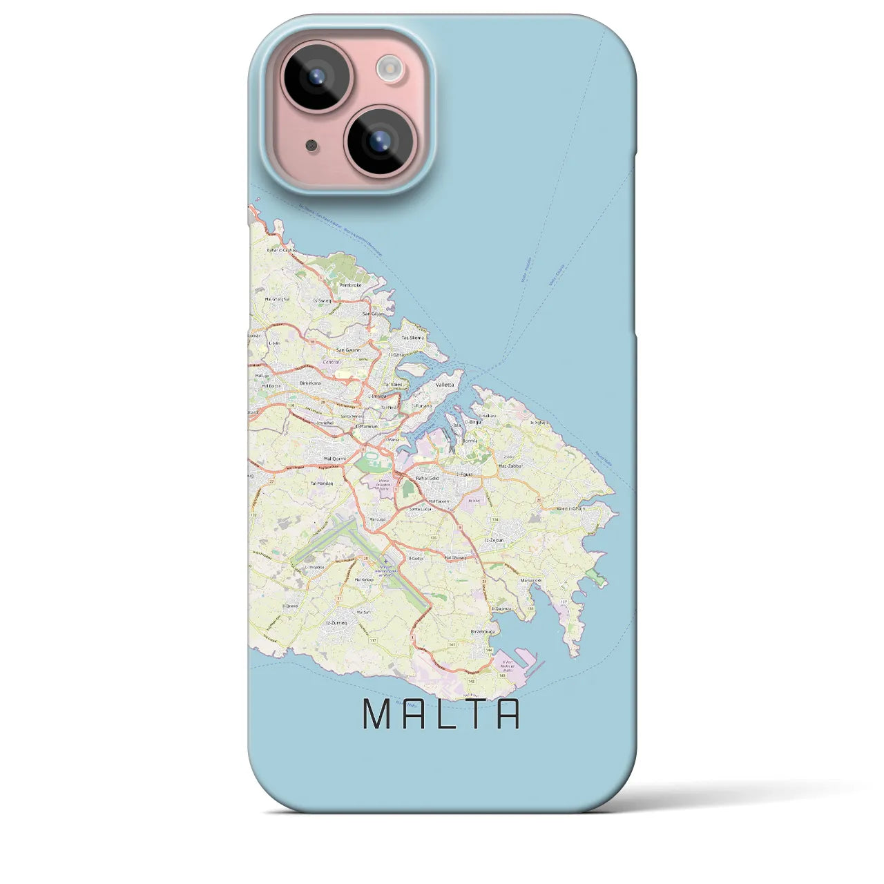 【マルタ】地図柄iPhoneケース（バックカバータイプ・ナチュラル）iPhone 15 Plus 用