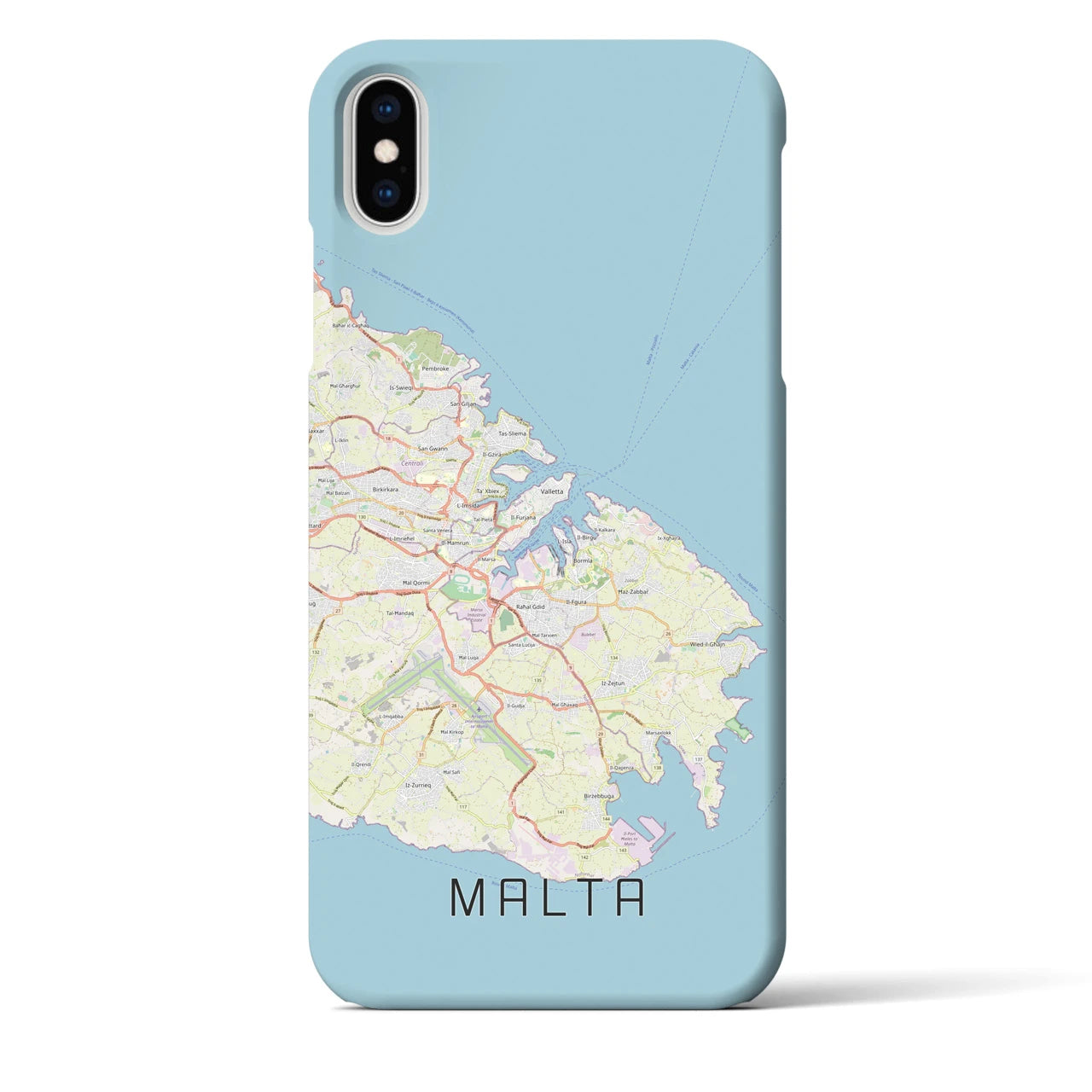 【マルタ】地図柄iPhoneケース（バックカバータイプ・ナチュラル）iPhone XS Max 用