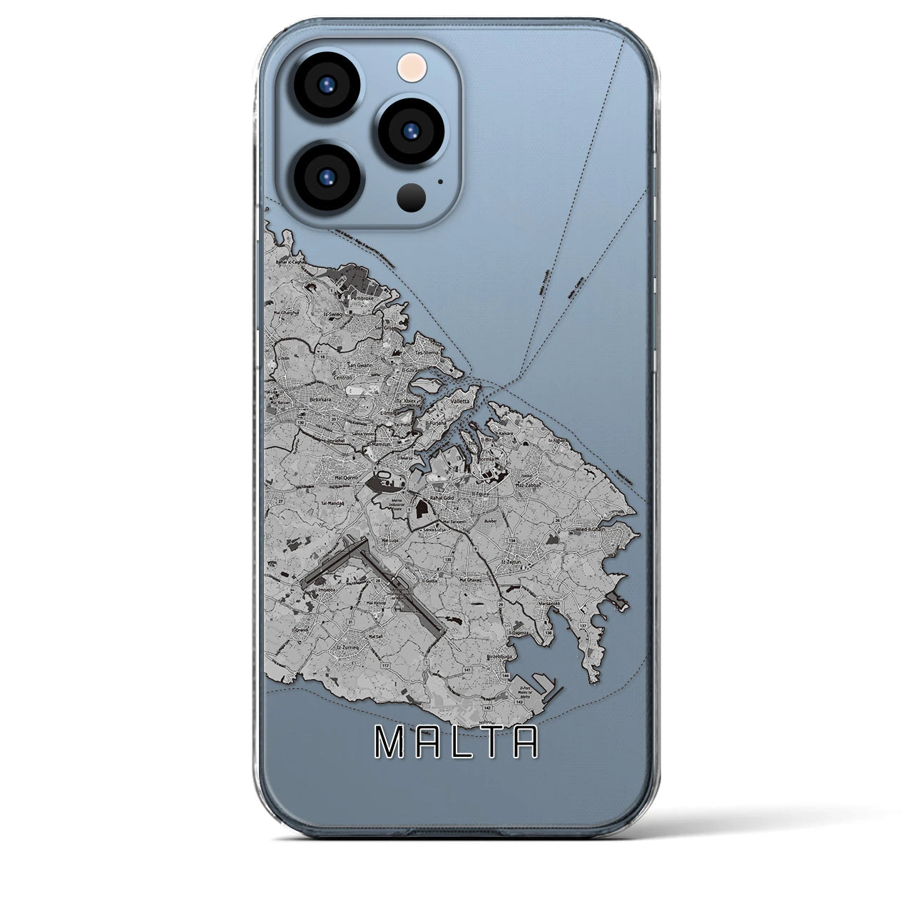 【マルタ】地図柄iPhoneケース（クリアタイプ・モノトーン）iPhone 13 Pro Max 用