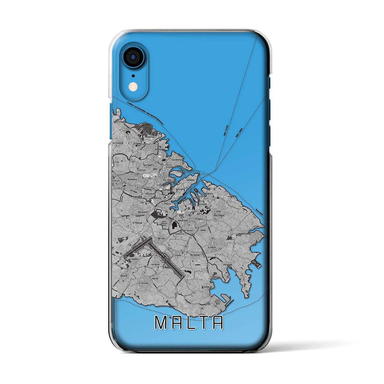 【マルタ】地図柄iPhoneケース（クリアタイプ・モノトーン）iPhone XR 用