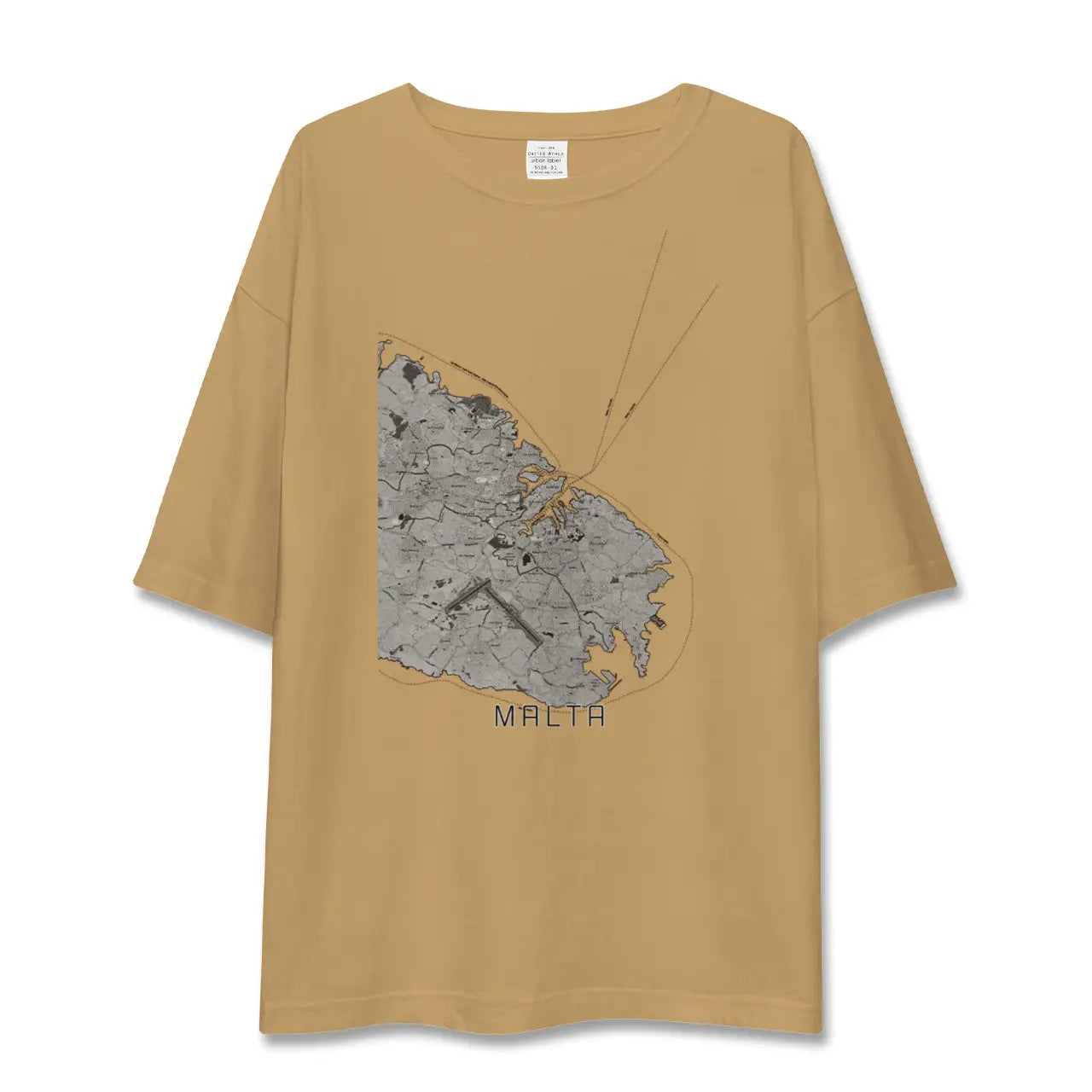 【マルタ】地図柄ビッグシルエットTシャツ