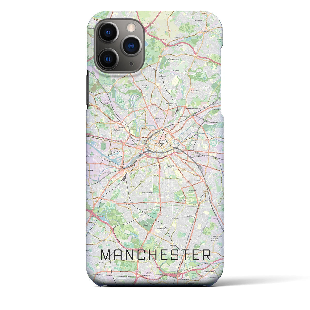 【マンチェスター】地図柄iPhoneケース（バックカバータイプ・ナチュラル）iPhone 11 Pro Max 用