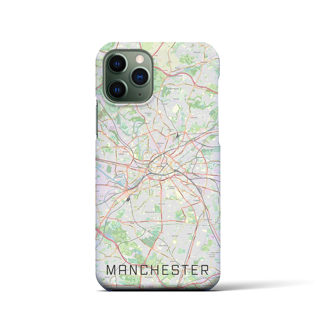 【マンチェスター】地図柄iPhoneケース（バックカバータイプ・ナチュラル）iPhone 11 Pro 用