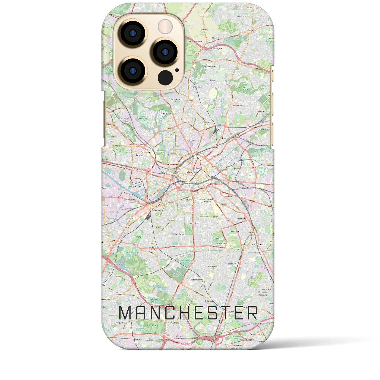 【マンチェスター】地図柄iPhoneケース（バックカバータイプ・ナチュラル）iPhone 12 Pro Max 用