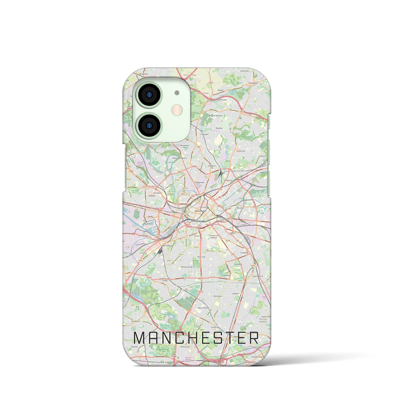 【マンチェスター】地図柄iPhoneケース（バックカバータイプ・ナチュラル）iPhone 12 mini 用