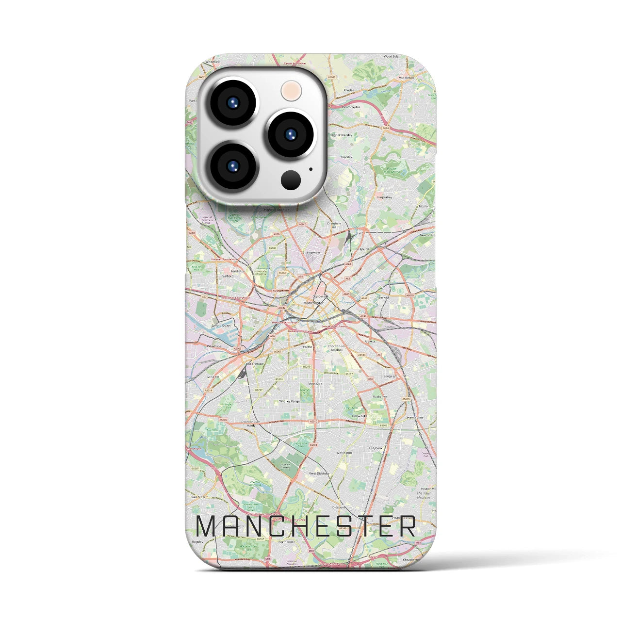 【マンチェスター】地図柄iPhoneケース（バックカバータイプ・ナチュラル）iPhone 13 Pro 用