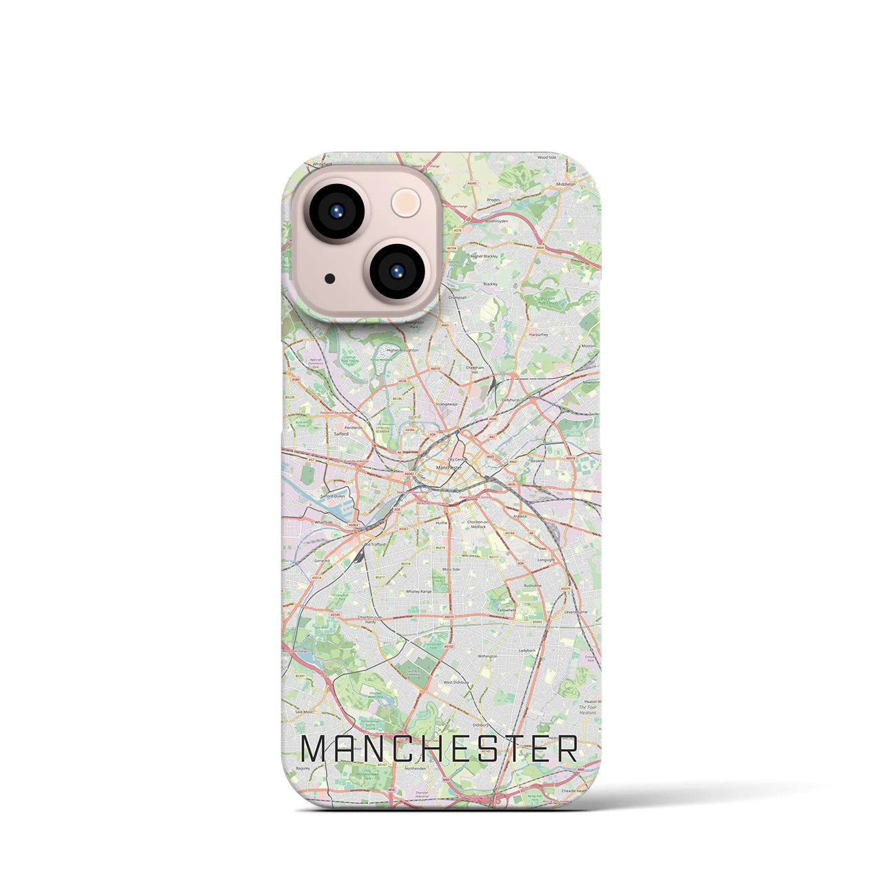 【マンチェスター】地図柄iPhoneケース（バックカバータイプ・ナチュラル）iPhone 13 mini 用
