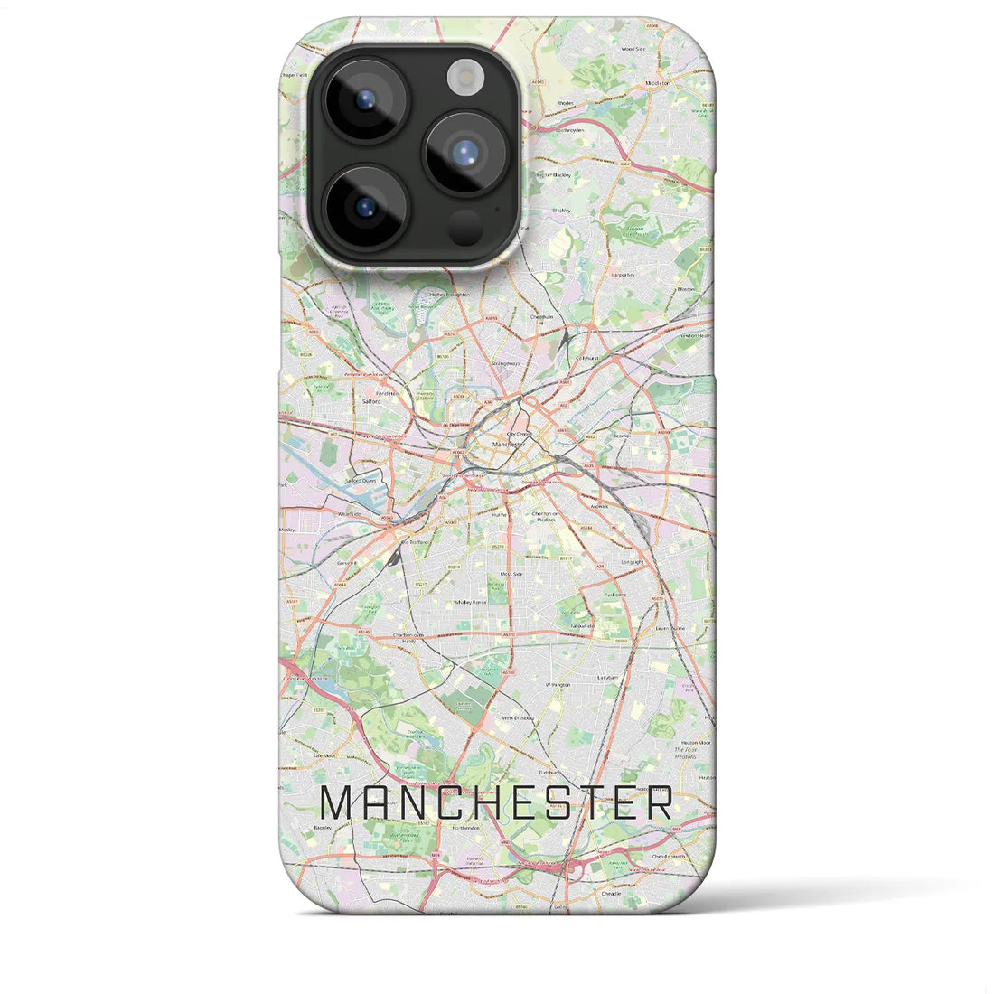 【マンチェスター】地図柄iPhoneケース（バックカバータイプ・ナチュラル）iPhone 15 Pro Max 用