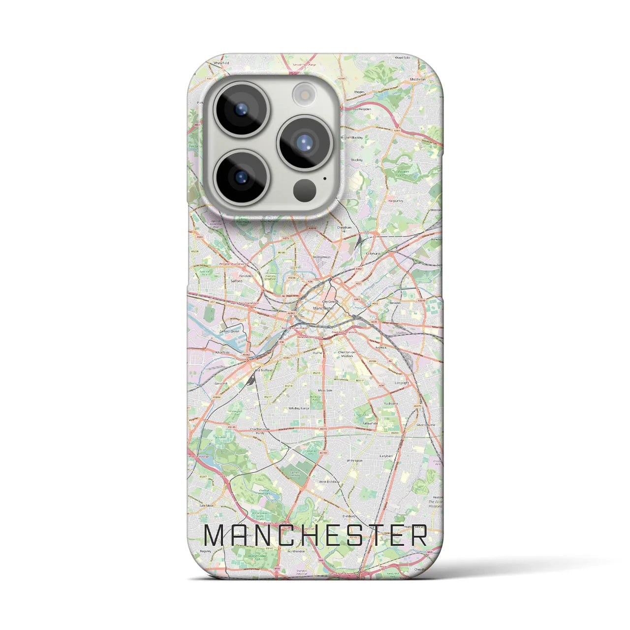 【マンチェスター】地図柄iPhoneケース（バックカバータイプ・ナチュラル）iPhone 15 Pro 用