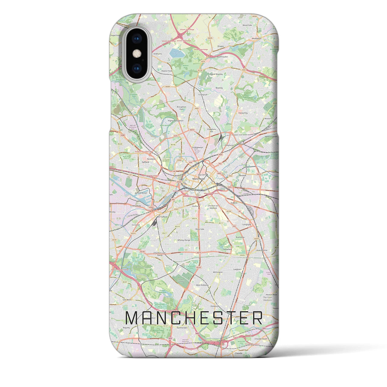 【マンチェスター】地図柄iPhoneケース（バックカバータイプ・ナチュラル）iPhone XS Max 用