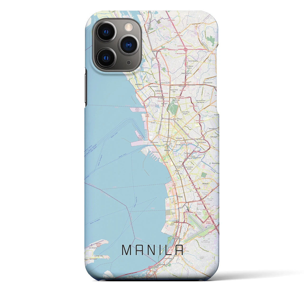 【マニラ】地図柄iPhoneケース（バックカバータイプ・ナチュラル）iPhone 11 Pro Max 用