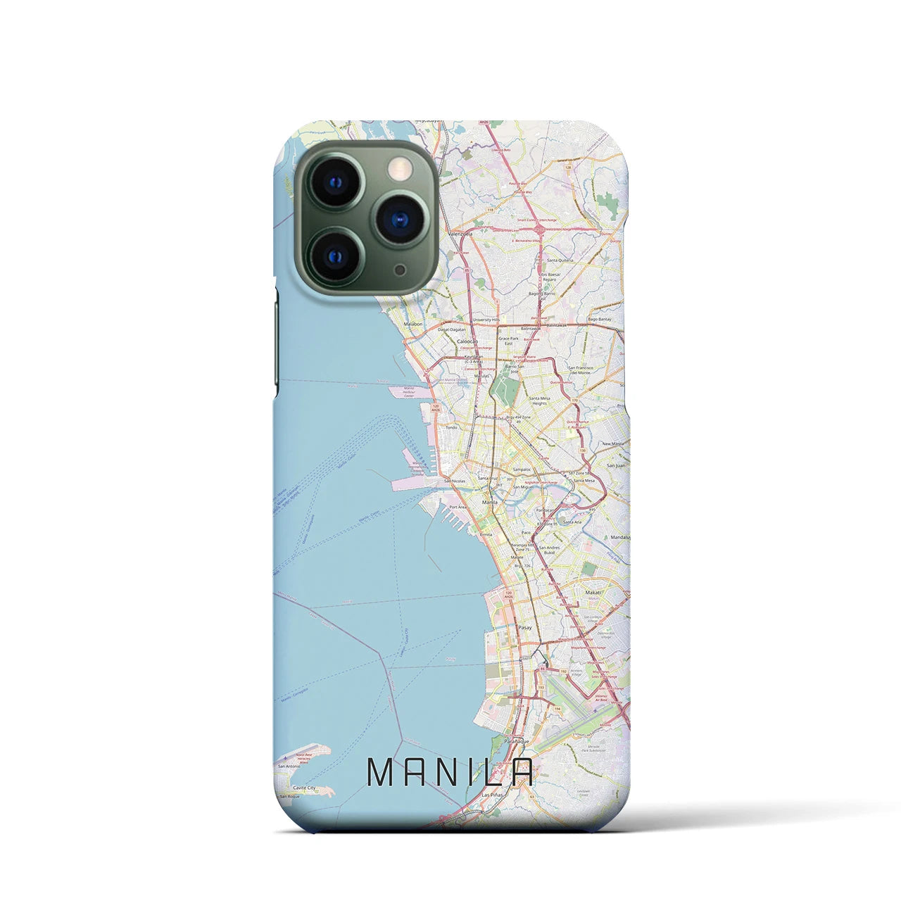 【マニラ】地図柄iPhoneケース（バックカバータイプ・ナチュラル）iPhone 11 Pro 用