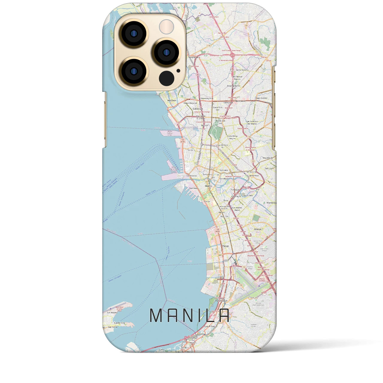 【マニラ】地図柄iPhoneケース（バックカバータイプ・ナチュラル）iPhone 12 Pro Max 用