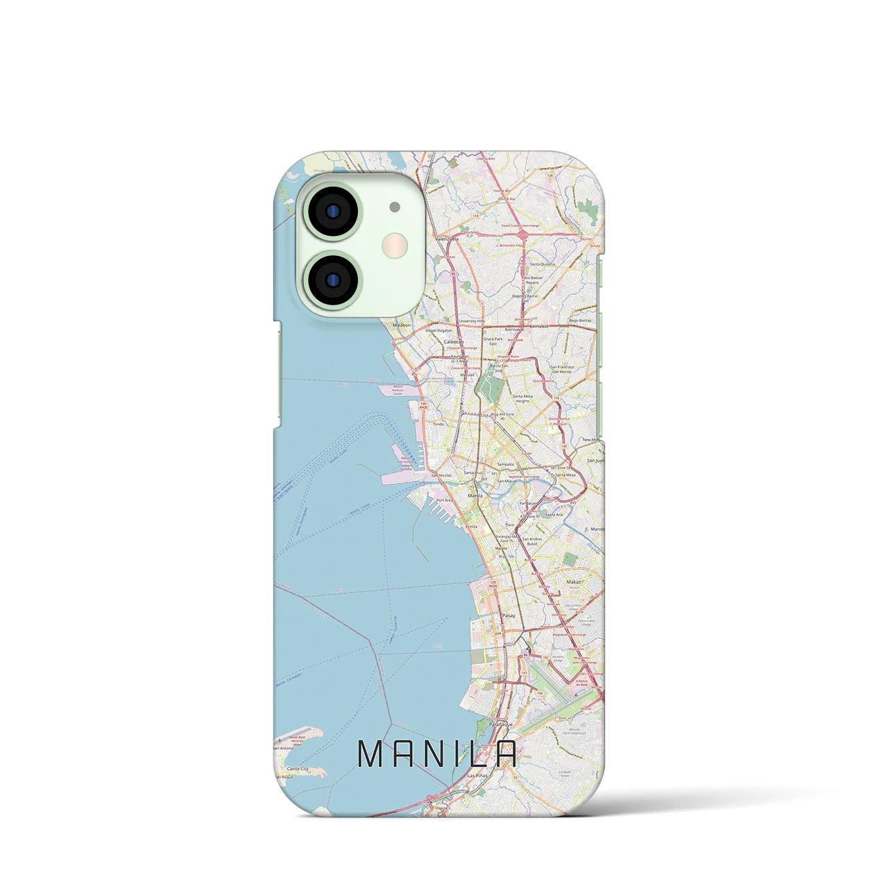 【マニラ】地図柄iPhoneケース（バックカバータイプ・ナチュラル）iPhone 12 mini 用