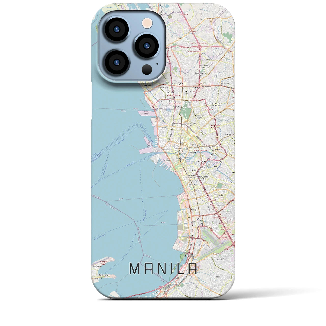【マニラ】地図柄iPhoneケース（バックカバータイプ・ナチュラル）iPhone 13 Pro Max 用