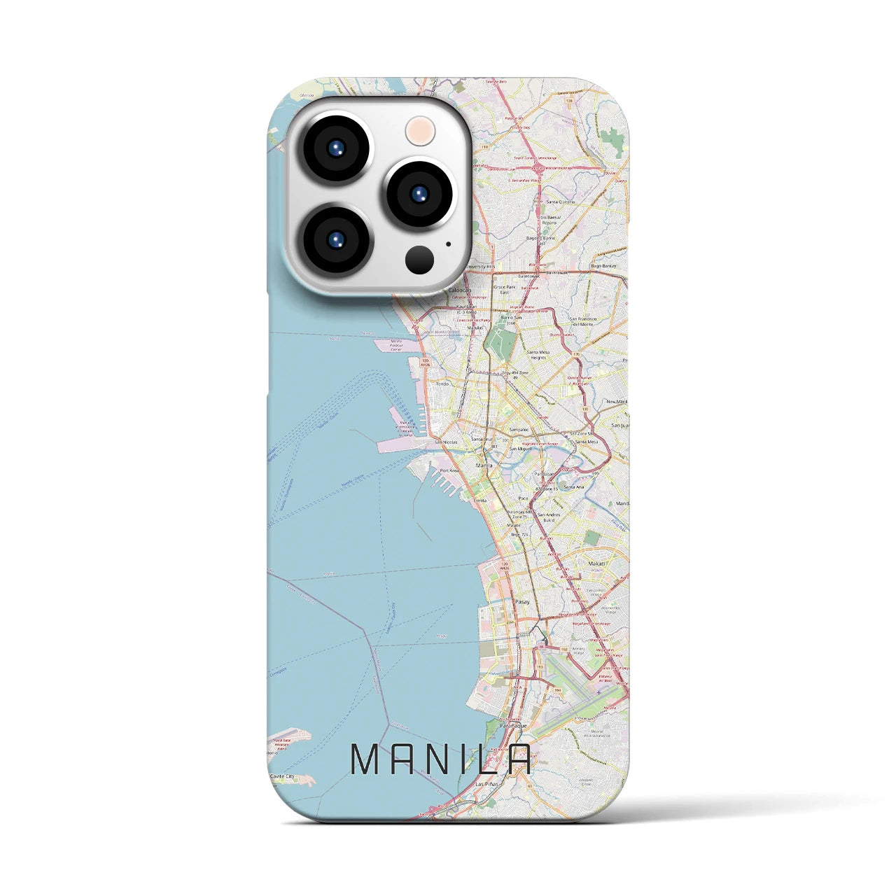 【マニラ】地図柄iPhoneケース（バックカバータイプ・ナチュラル）iPhone 13 Pro 用