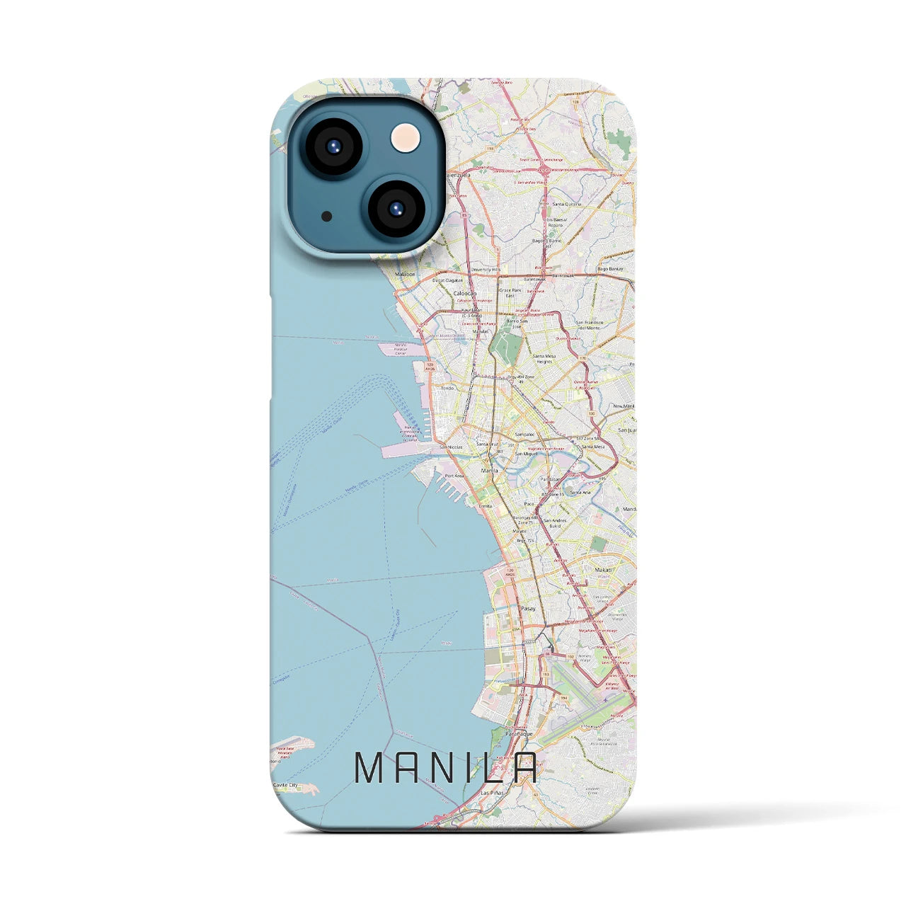 【マニラ】地図柄iPhoneケース（バックカバータイプ・ナチュラル）iPhone 13 用