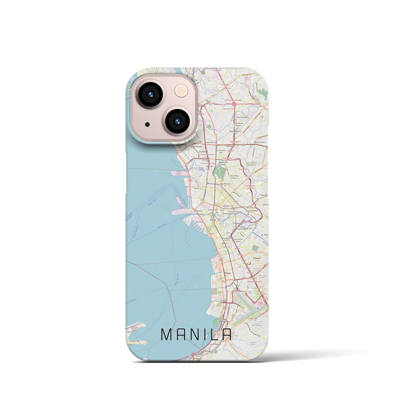 【マニラ】地図柄iPhoneケース（バックカバータイプ・ナチュラル）iPhone 13 mini 用