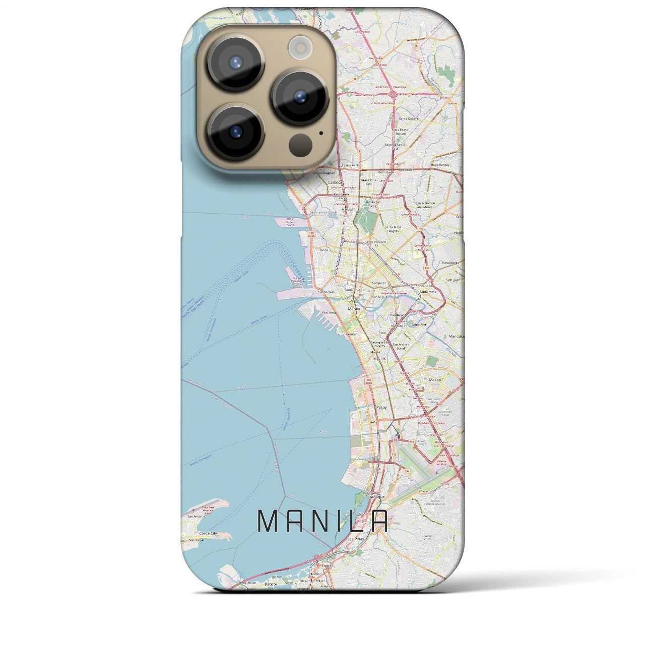 【マニラ】地図柄iPhoneケース（バックカバータイプ・ナチュラル）iPhone 14 Pro Max 用