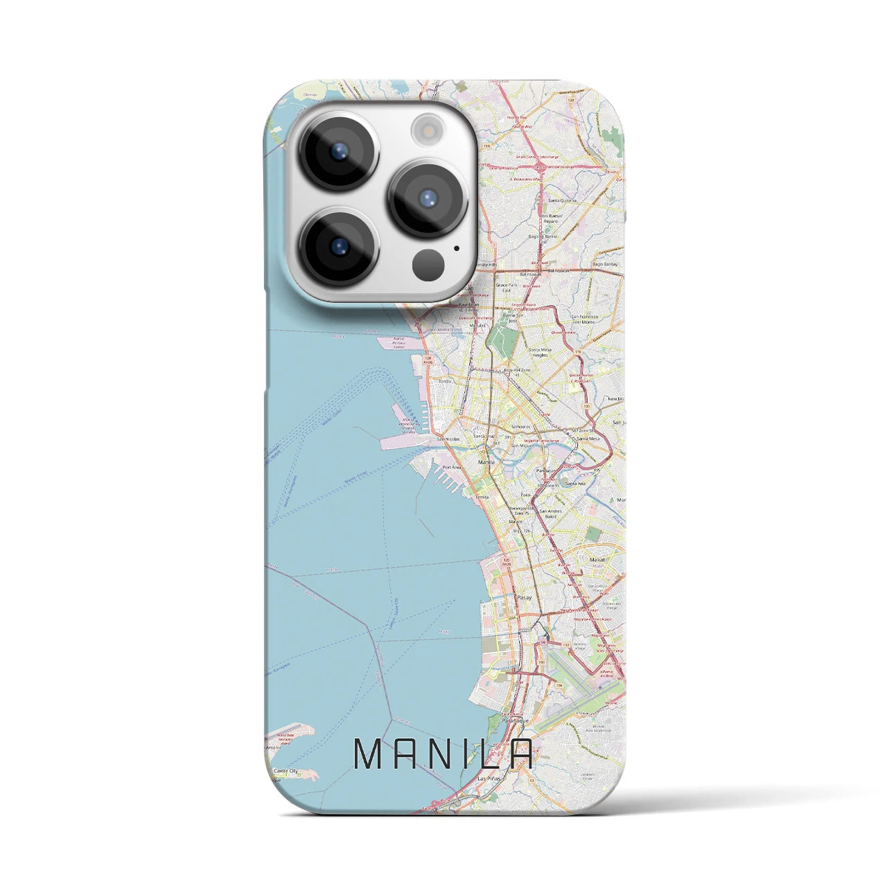 【マニラ】地図柄iPhoneケース（バックカバータイプ・ナチュラル）iPhone 14 Pro 用