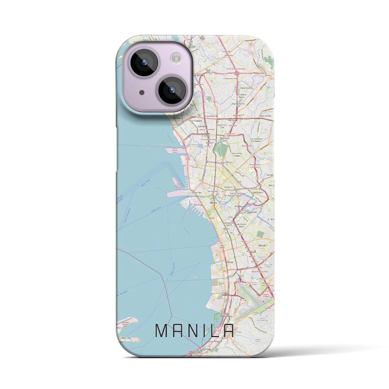 【マニラ】地図柄iPhoneケース（バックカバータイプ・ナチュラル）iPhone 14 用