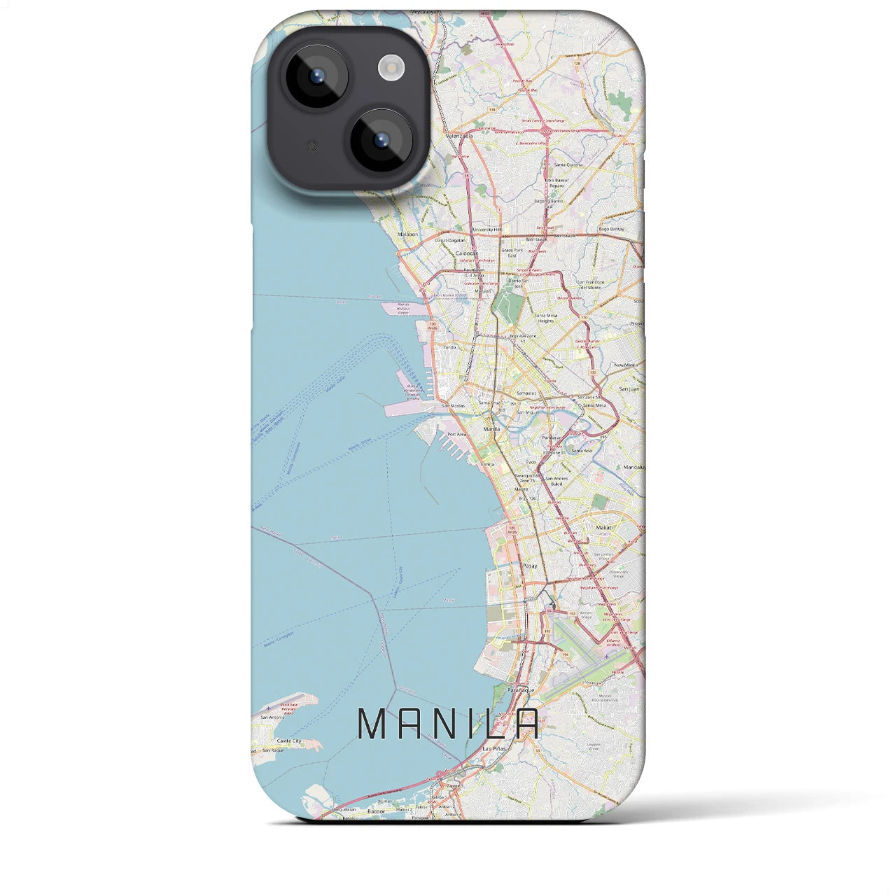 【マニラ】地図柄iPhoneケース（バックカバータイプ・ナチュラル）iPhone 14 Plus 用