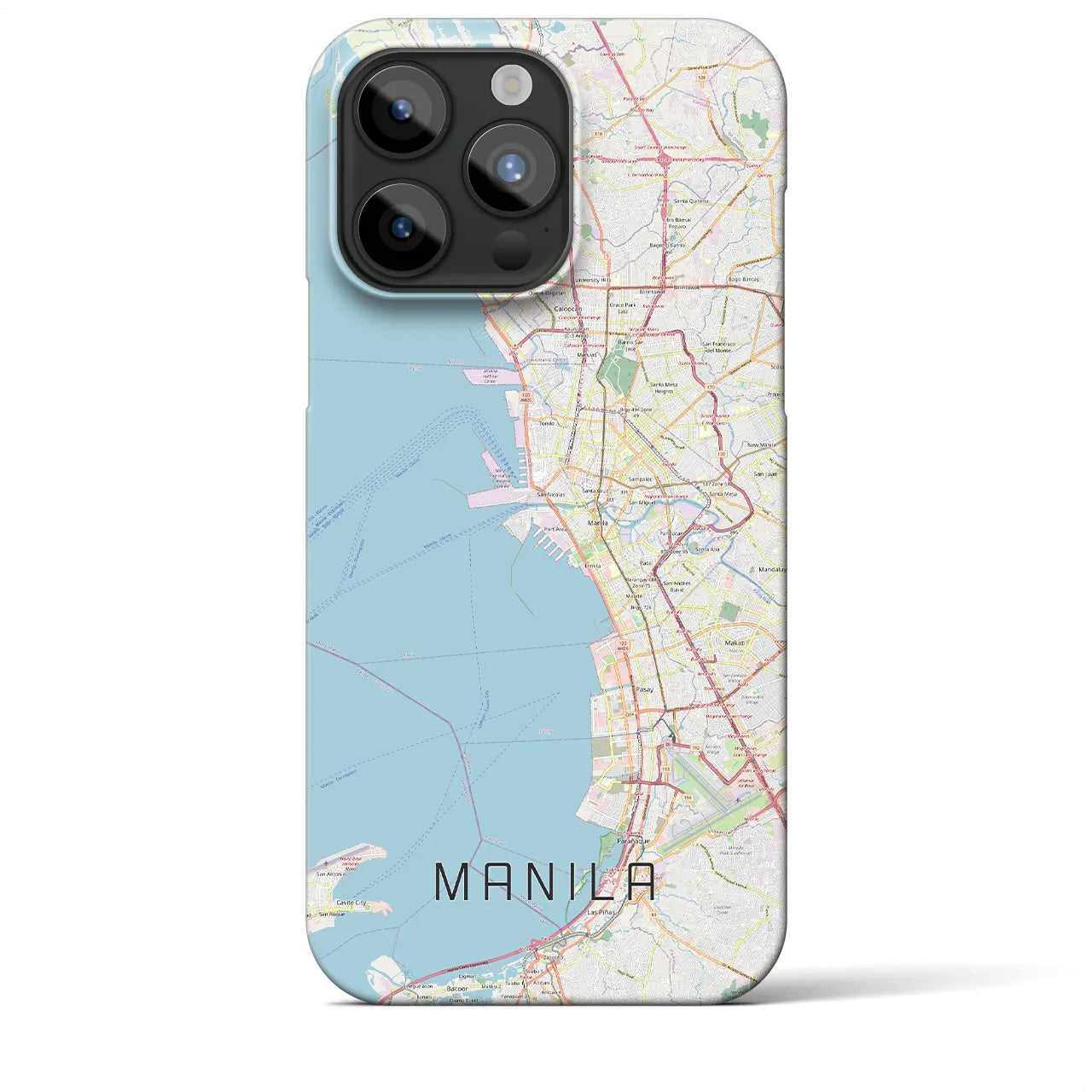 【マニラ】地図柄iPhoneケース（バックカバータイプ・ナチュラル）iPhone 15 Pro Max 用