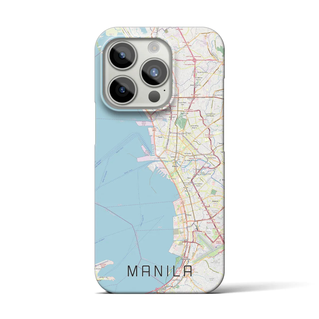 【マニラ】地図柄iPhoneケース（バックカバータイプ・ナチュラル）iPhone 15 Pro 用