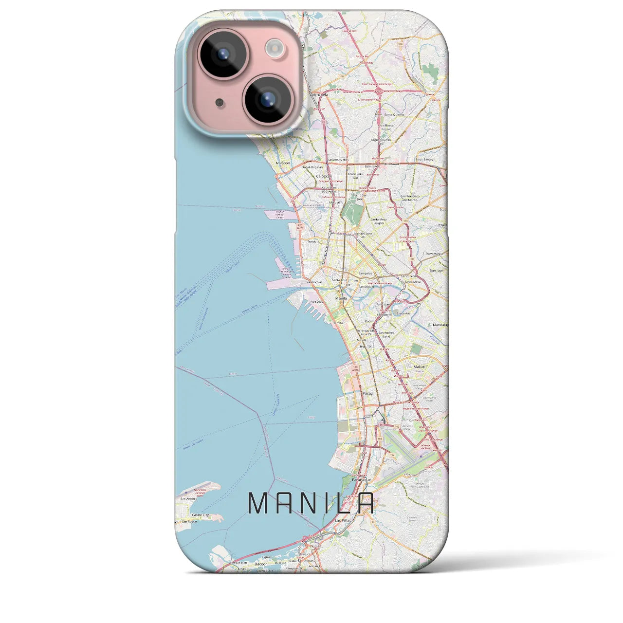 【マニラ】地図柄iPhoneケース（バックカバータイプ・ナチュラル）iPhone 15 Plus 用