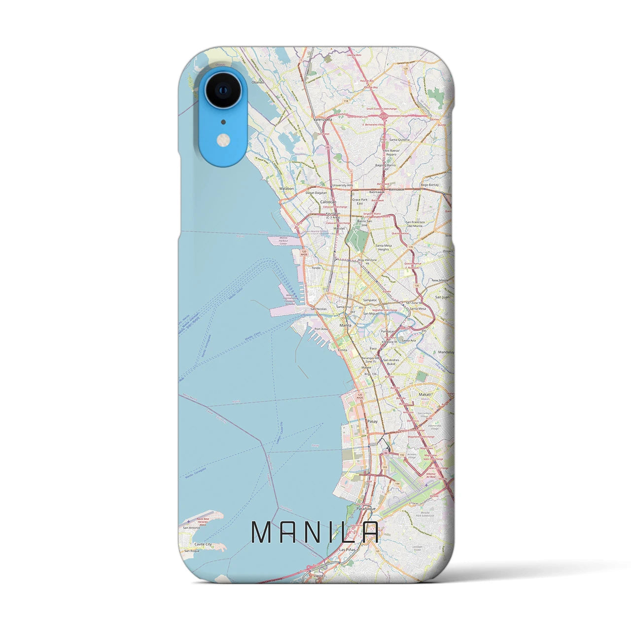 【マニラ】地図柄iPhoneケース（バックカバータイプ・ナチュラル）iPhone XR 用