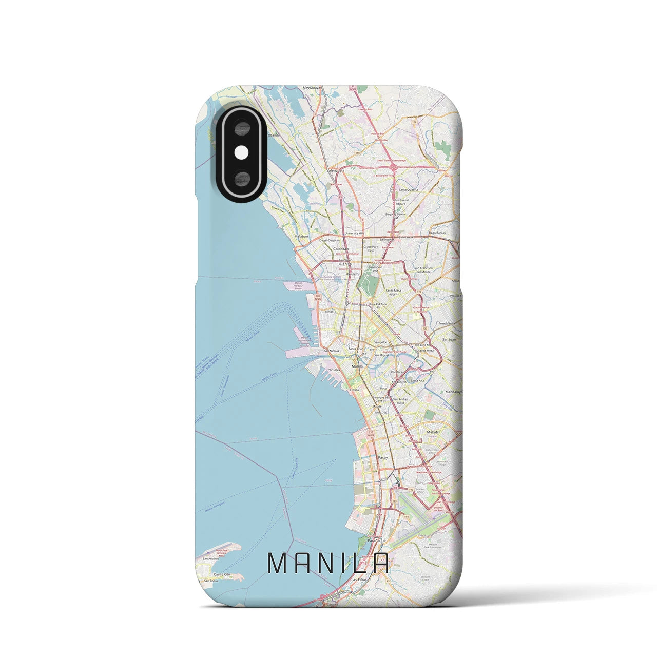 【マニラ】地図柄iPhoneケース（バックカバータイプ・ナチュラル）iPhone XS / X 用