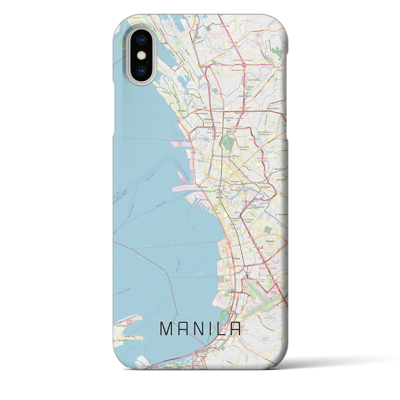 【マニラ】地図柄iPhoneケース（バックカバータイプ・ナチュラル）iPhone XS Max 用