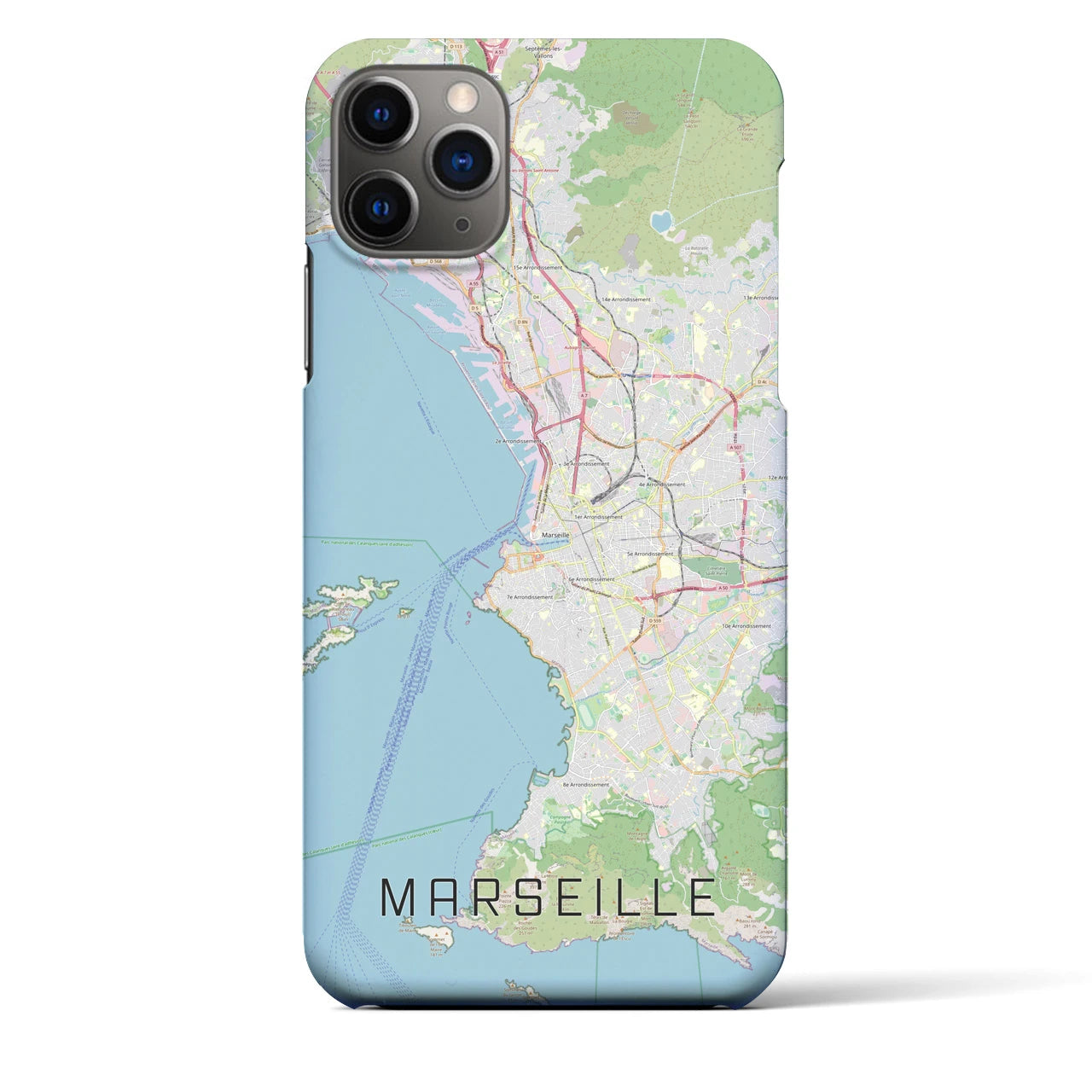 【マルセイユ】地図柄iPhoneケース（バックカバータイプ・ナチュラル）iPhone 11 Pro Max 用