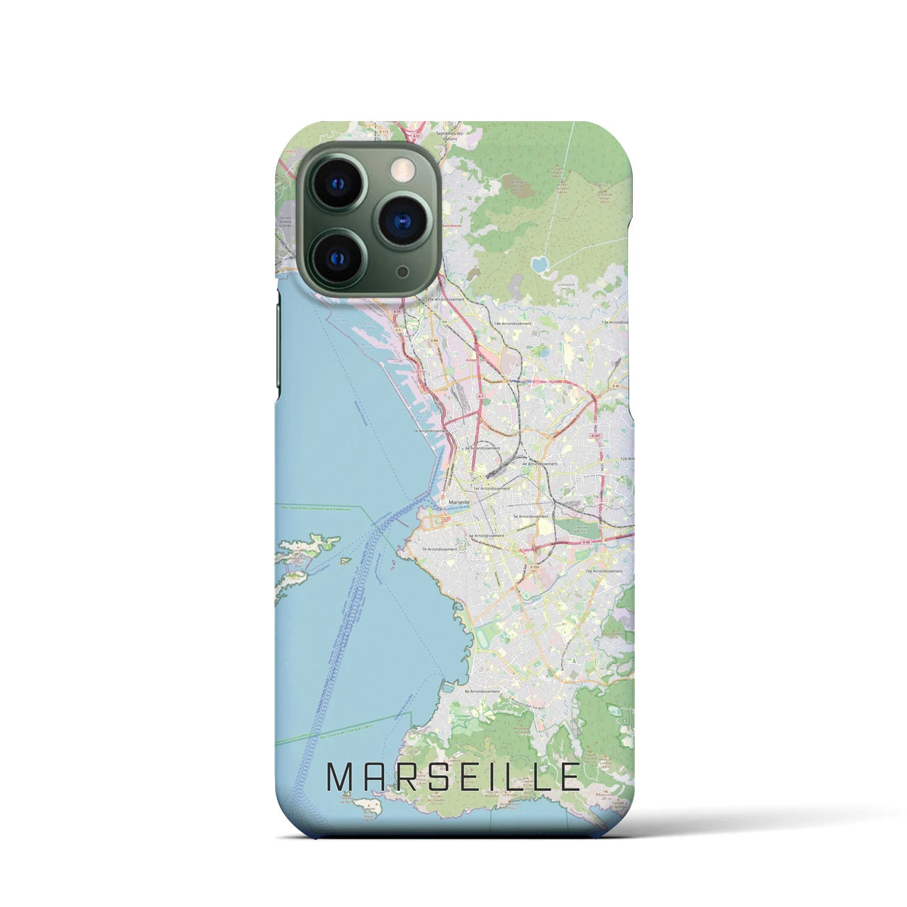 【マルセイユ】地図柄iPhoneケース（バックカバータイプ・ナチュラル）iPhone 11 Pro 用