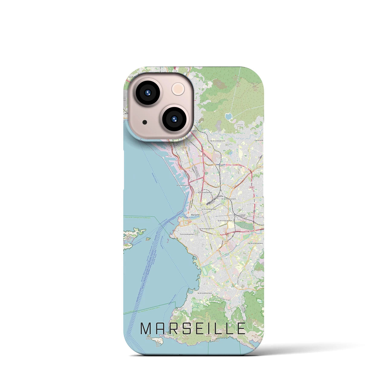 【マルセイユ】地図柄iPhoneケース（バックカバータイプ・ナチュラル）iPhone 13 mini 用