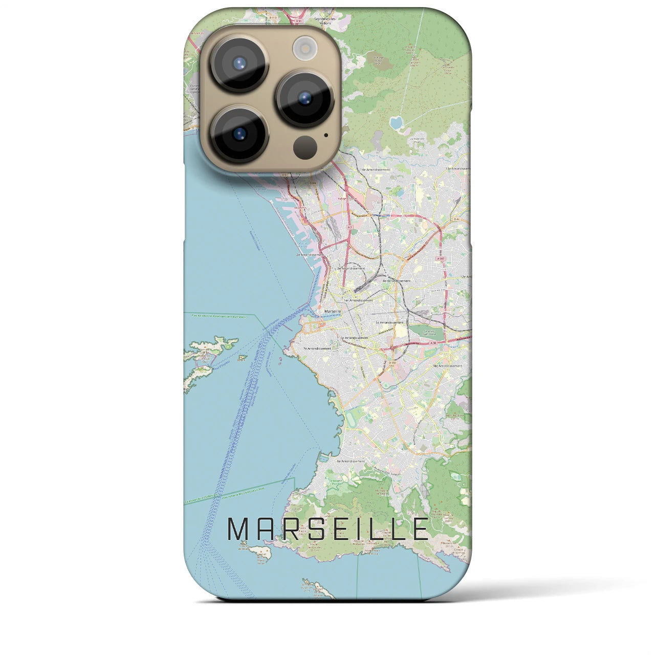 【マルセイユ】地図柄iPhoneケース（バックカバータイプ・ナチュラル）iPhone 14 Pro Max 用