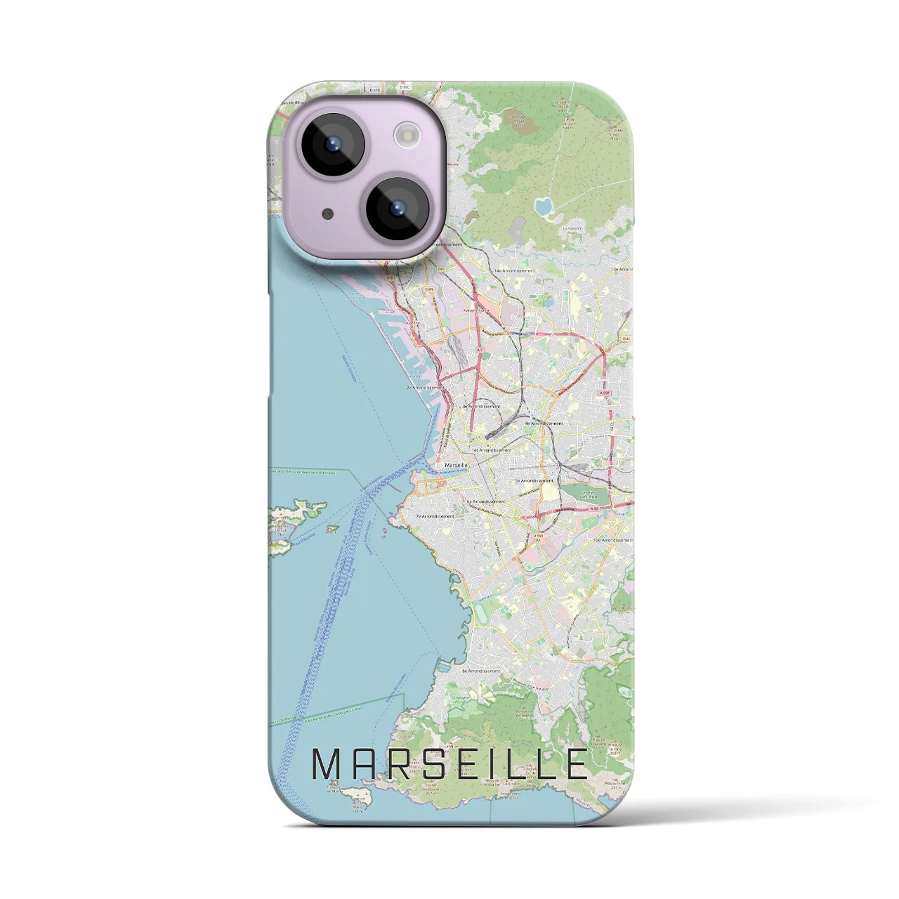 【マルセイユ】地図柄iPhoneケース（バックカバータイプ・ナチュラル）iPhone 14 用