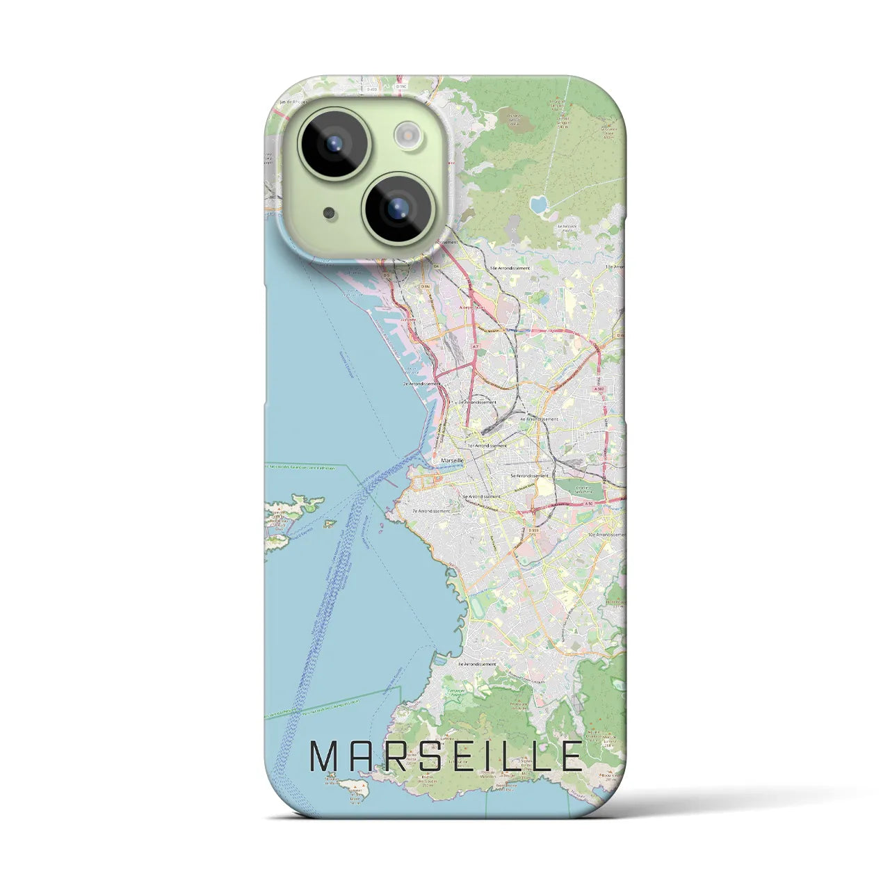 【マルセイユ】地図柄iPhoneケース（バックカバータイプ・ナチュラル）iPhone 15 用
