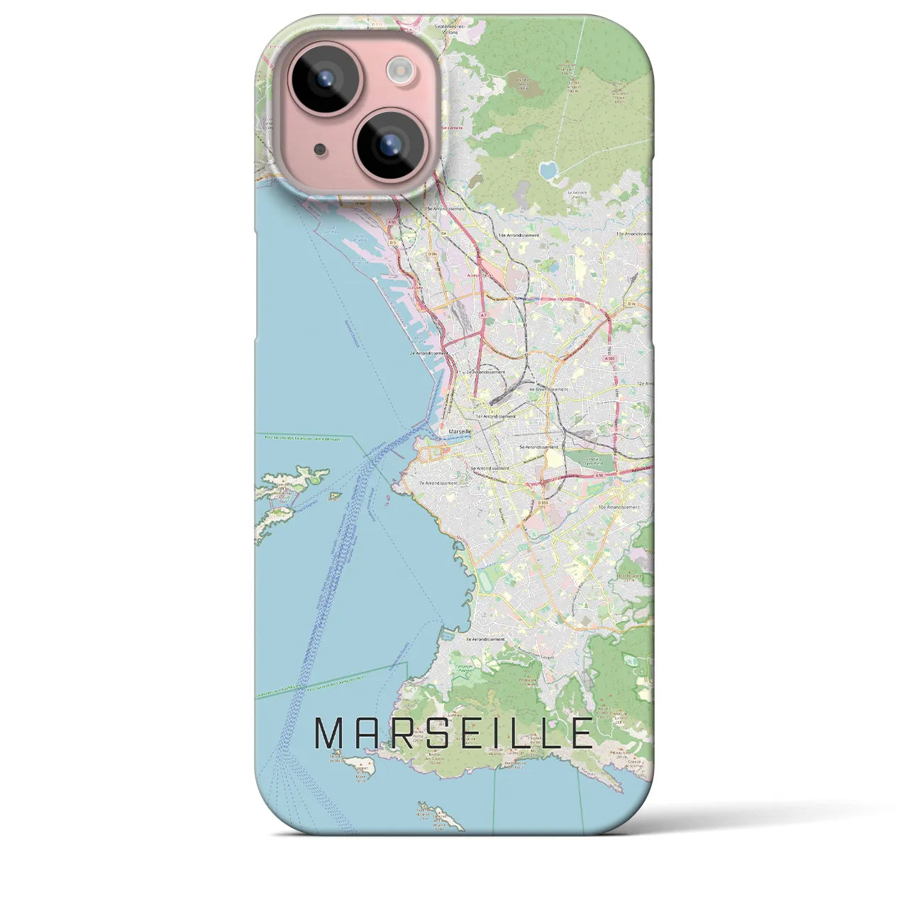 【マルセイユ】地図柄iPhoneケース（バックカバータイプ・ナチュラル）iPhone 15 Plus 用