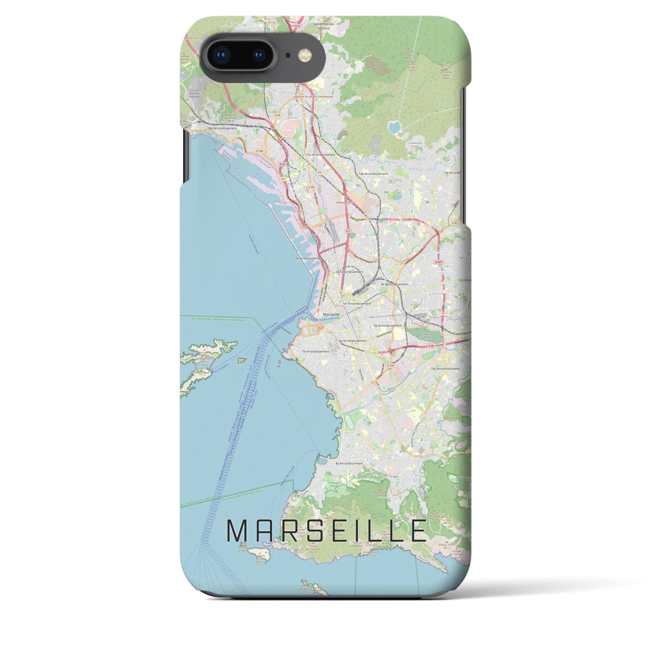 【マルセイユ】地図柄iPhoneケース（バックカバータイプ・ナチュラル）iPhone 8Plus /7Plus / 6sPlus / 6Plus 用