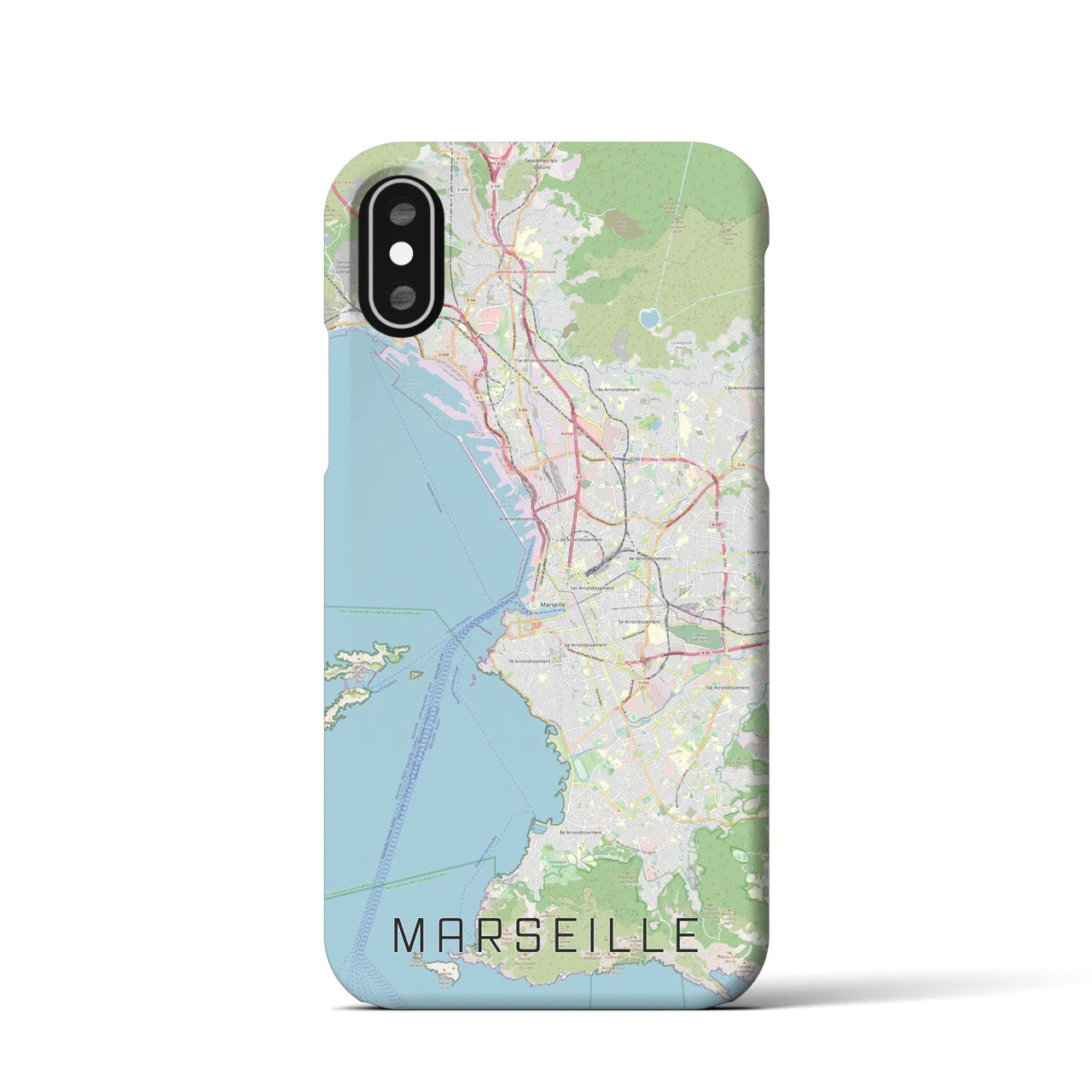 【マルセイユ】地図柄iPhoneケース（バックカバータイプ・ナチュラル）iPhone XS / X 用