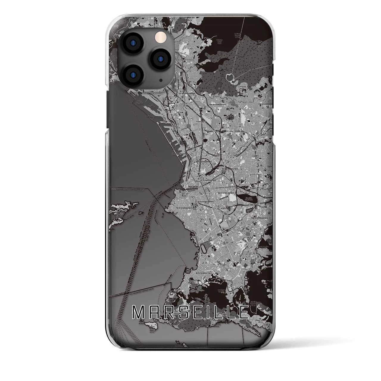 【マルセイユ】地図柄iPhoneケース（クリアタイプ・モノトーン）iPhone 11 Pro Max 用