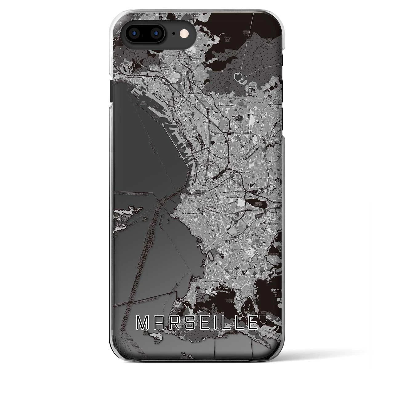【マルセイユ】地図柄iPhoneケース（クリアタイプ・モノトーン）iPhone 8Plus /7Plus / 6sPlus / 6Plus 用