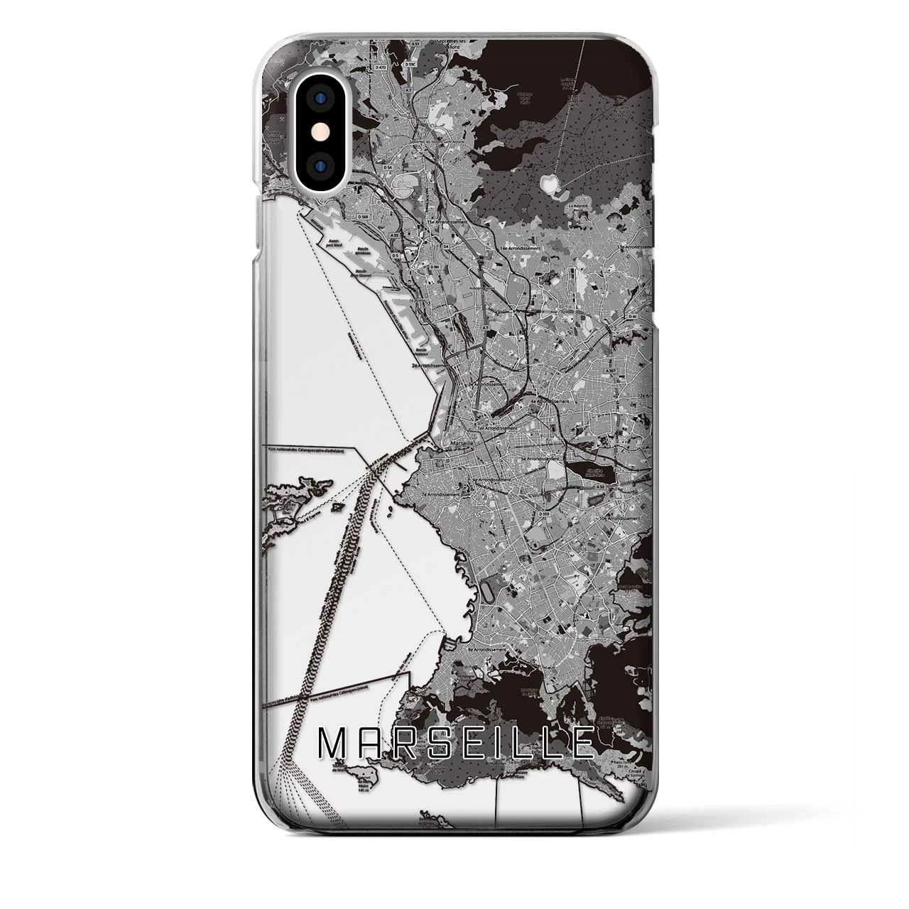 【マルセイユ】地図柄iPhoneケース（クリアタイプ・モノトーン）iPhone XS Max 用