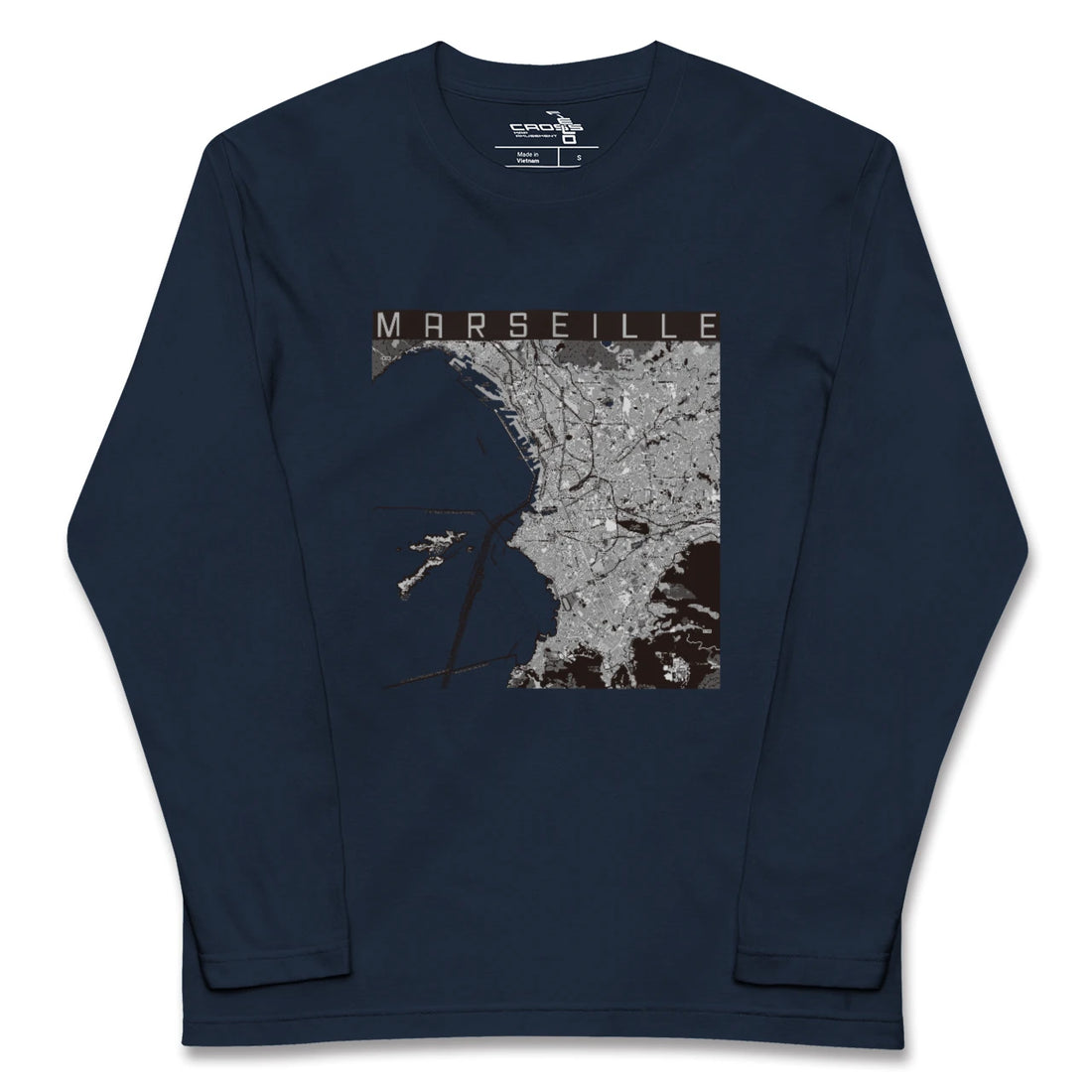 【マルセイユ(フランス)】地図柄ロングスリーブTシャツ