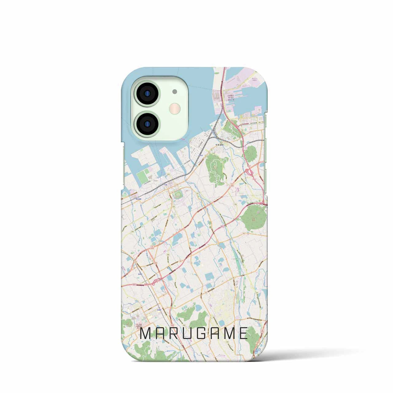 【丸亀】地図柄iPhoneケース（バックカバータイプ・ナチュラル）iPhone 12 mini 用