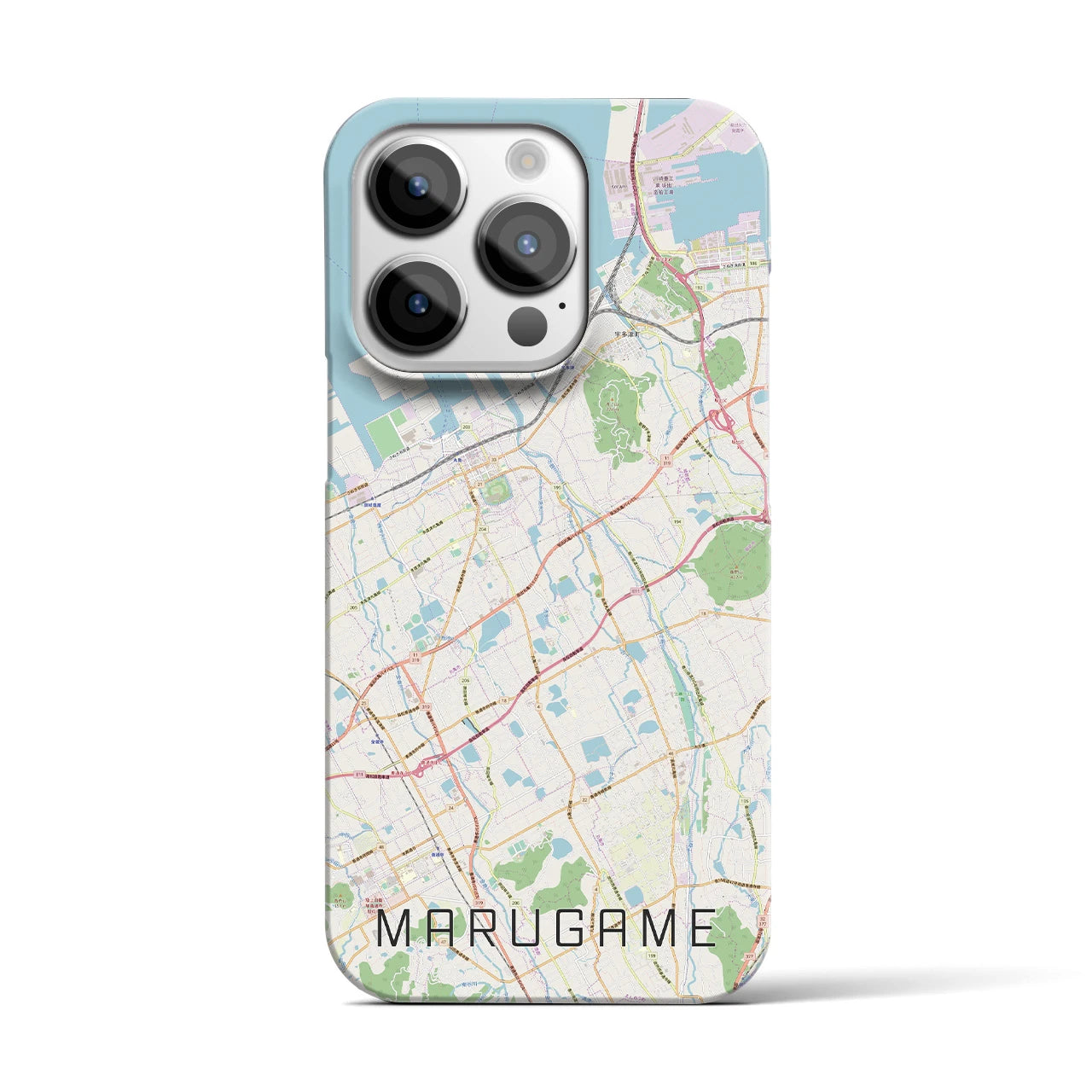 【丸亀】地図柄iPhoneケース（バックカバータイプ・ナチュラル）iPhone 14 Pro 用