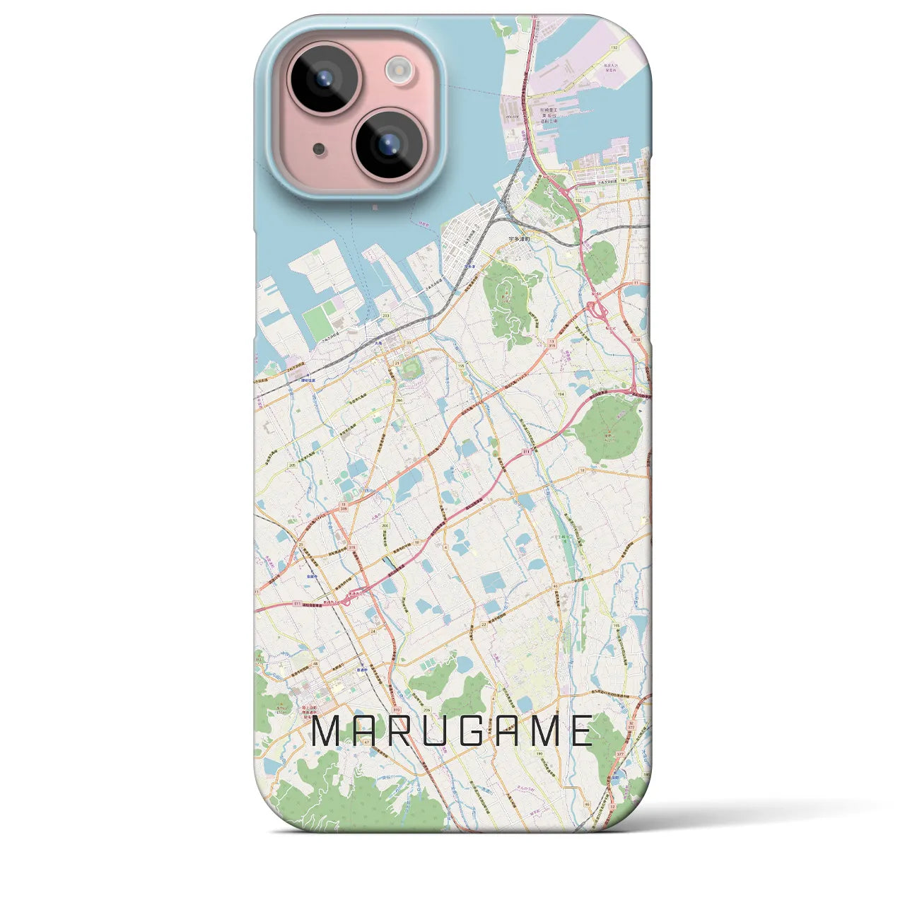 【丸亀】地図柄iPhoneケース（バックカバータイプ・ナチュラル）iPhone 15 Plus 用